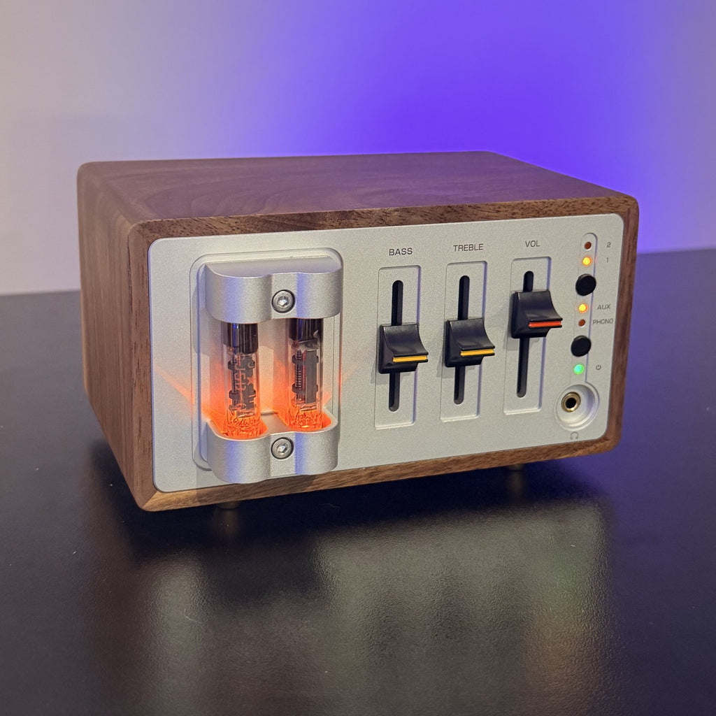 Douk Audio T12, preamplificador phono a válvulas con carcasa de nogal