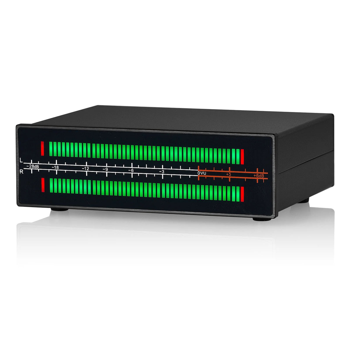 Douk Audio VU56 PRO, medidor VU LED estéreo con escala de -28 dB a +6 dB y carcasa de aluminio negra