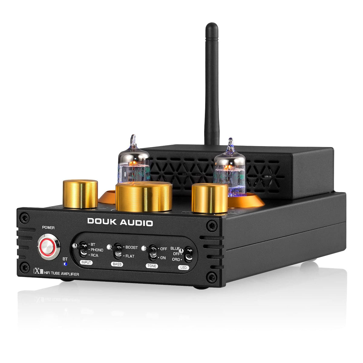 Douk Audio X1 – Amplificador Híbrido a Válvulas 160W×2 (máx.) con Bluetooth aptX-HD y Entrada Phono MM