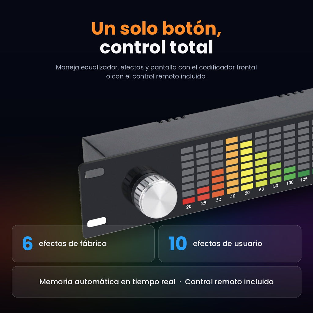 Douk Audio TZT-2 – Ecualizador Digital DSP de 15 Bandas con Pantalla de Espectro de 31 Bandas y Control Remoto