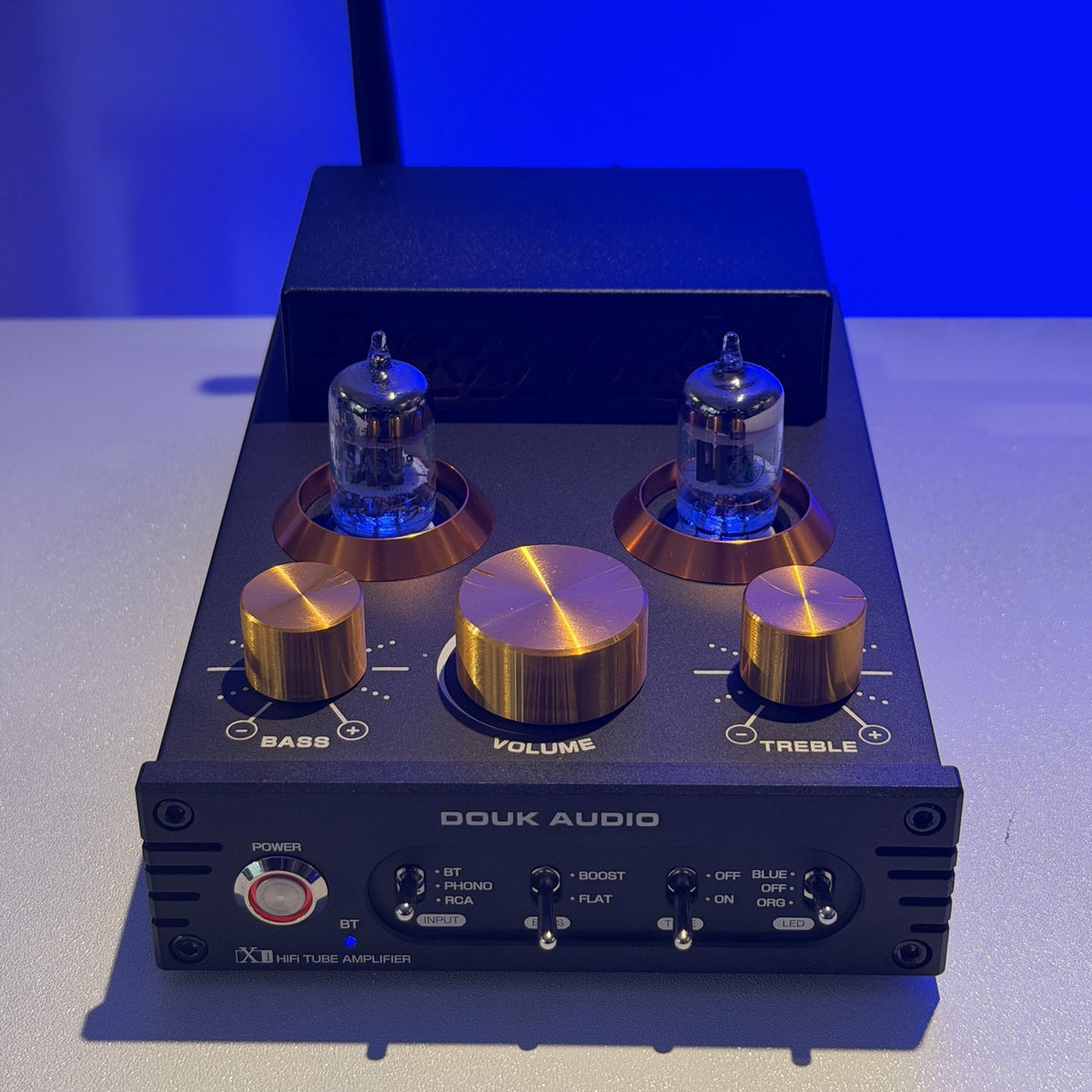 Douk Audio X1 – Amplificador Híbrido a Válvulas 160W×2 (máx.) con Bluetooth aptX-HD y Entrada Phono MM