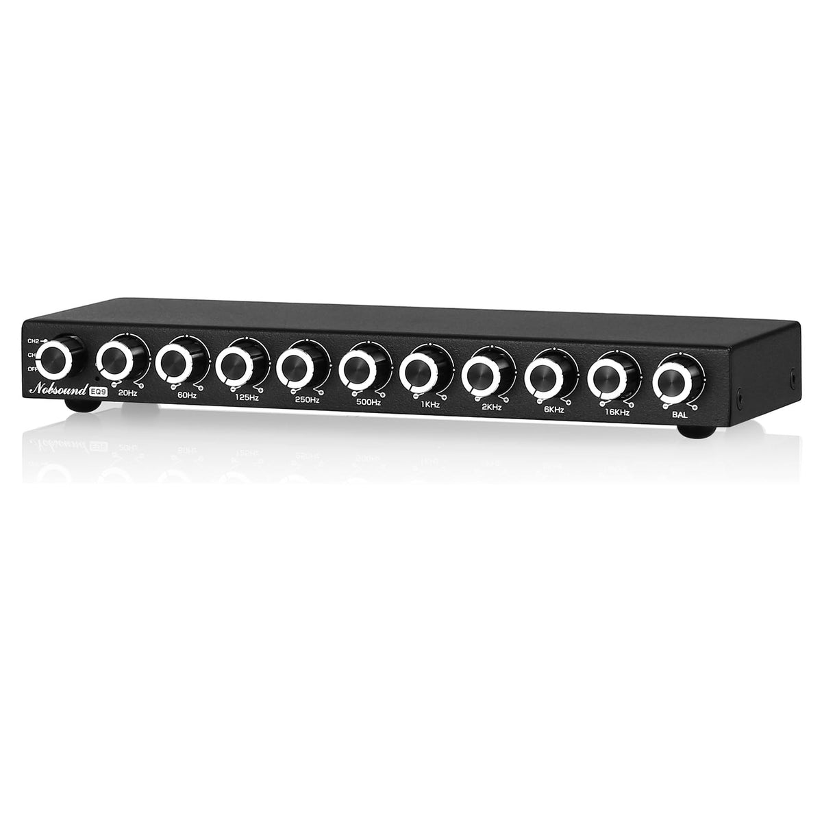 Ecualizador estéreo Nobsound EQ9 con preamplificador, vista frontal