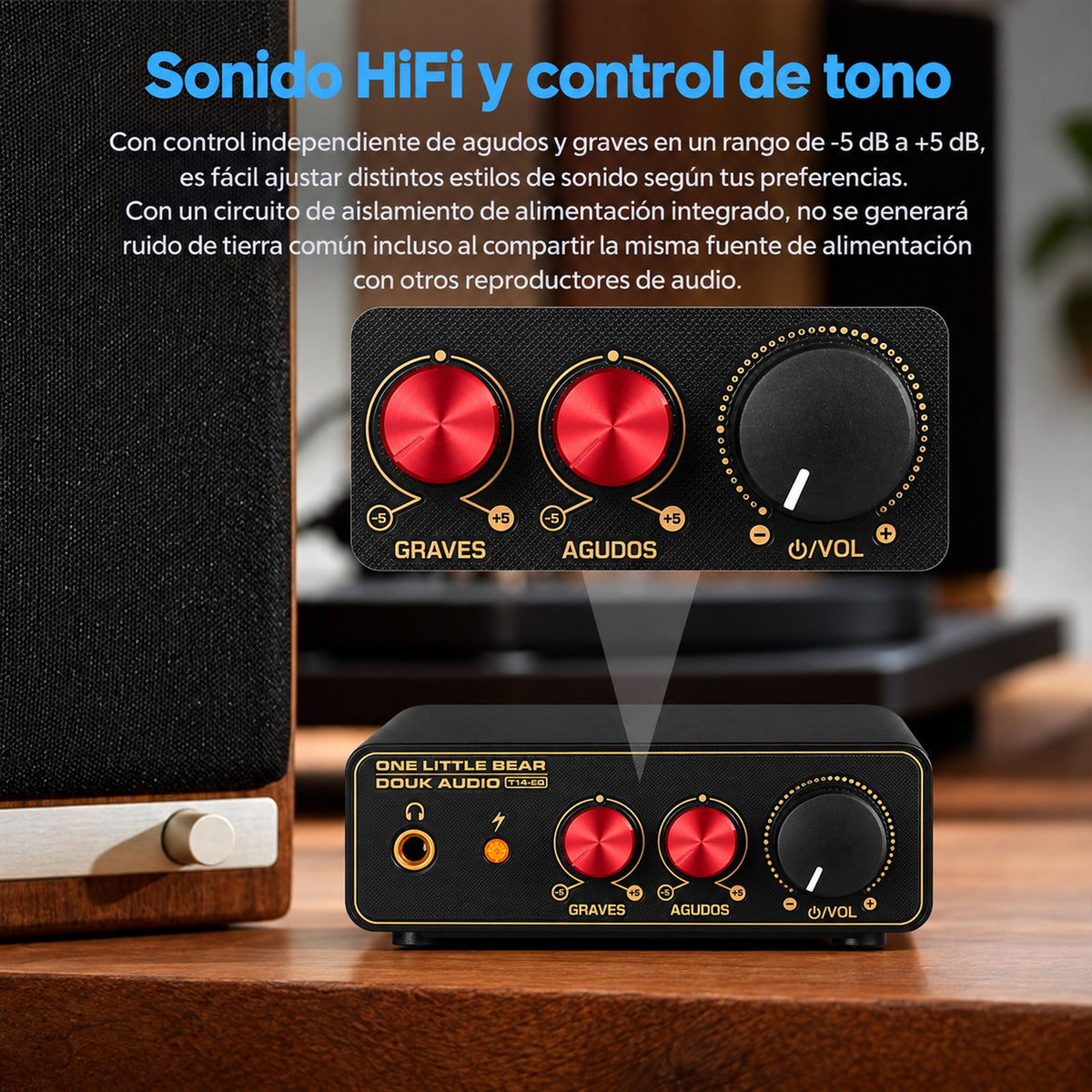 T14-EQ con control de graves y agudos de ±5 dB
