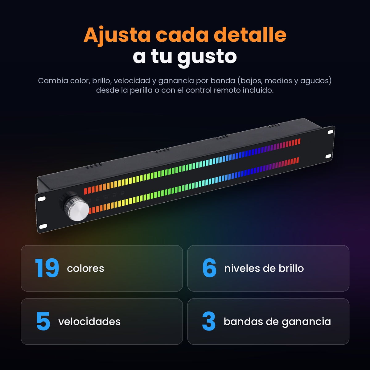 Douk Audio TZT-1 ajustable: 19 colores, 6 niveles de brillo, 5 velocidades y ganancia por banda