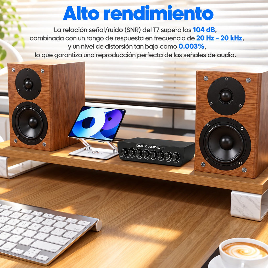 T7 con relación señal/ruido de 104 dB y distorsión de 0,003 %