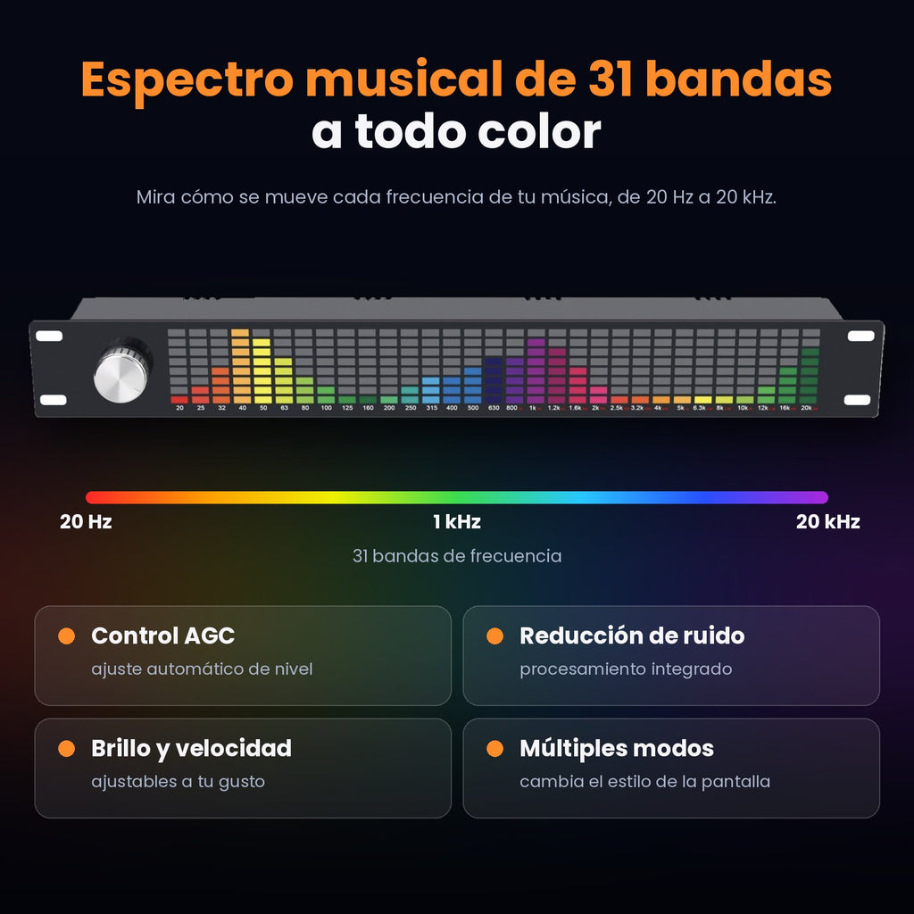 Douk Audio TZT-2 – Ecualizador Digital DSP de 15 Bandas con Pantalla de Espectro de 31 Bandas y Control Remoto