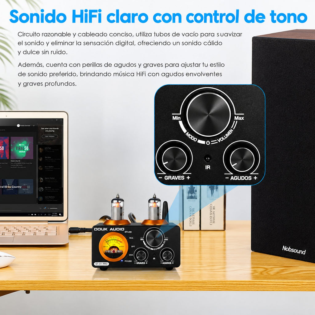 ST-01 PRO con control de graves y agudos para un sonido HiFi