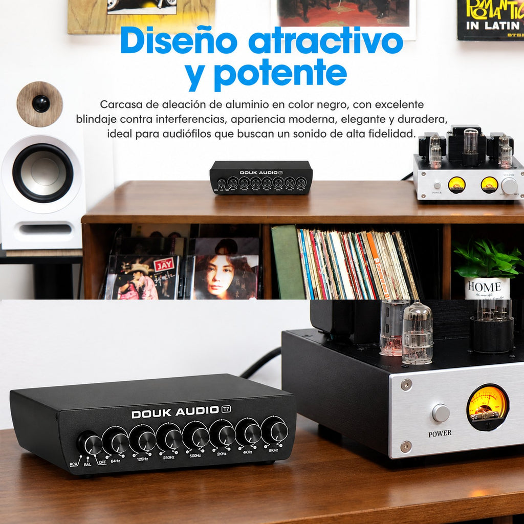 T7 con carcasa de aluminio en un sistema HiFi con amplificador a válvulas
