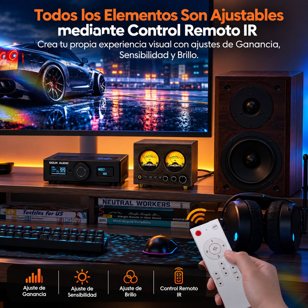 VU1-W con control remoto IR para ajustar ganancia, sensibilidad y brillo