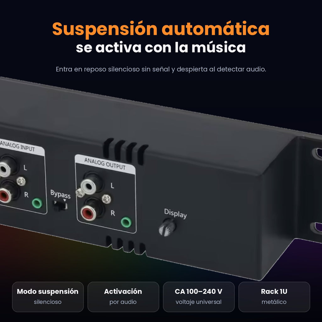 Douk Audio TZT-2 – Ecualizador Digital DSP de 15 Bandas con Pantalla de Espectro de 31 Bandas y Control Remoto